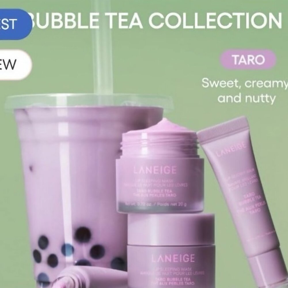 Laneige Lip Sleeping Mask Taro Bubble Tea & Lip Glowy Balm Lavender Set